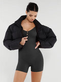Three-Button Body Shaping Jumpsuit