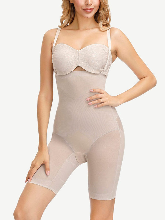 Strapped compression lace tights