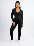 V-neck Long-sleeved Jumpsuit