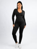 V-neck Long-sleeved Jumpsuit