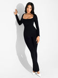 Long-sleeved Flared Jumpsuit