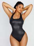 Faux Leather Tummy-control Bodysuit