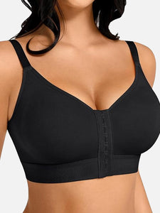 Front closure compression bra