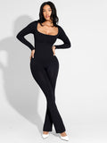 Long-sleeved Flared Jumpsuit