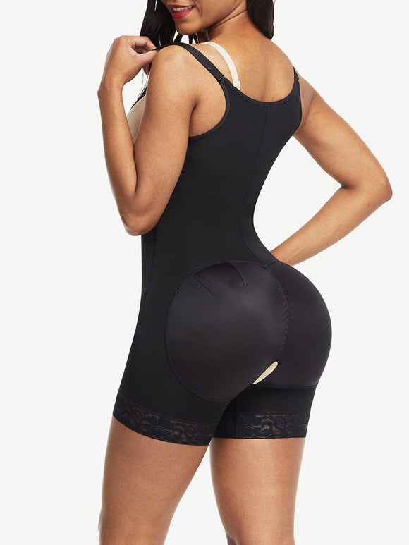 Full back front-zip shaper (open crotch)