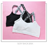 Crossed-back sports bra