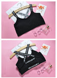 Crossed-back sports bra