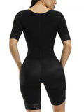 Short sleeve front-zip full body shaper