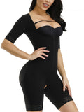 Short sleeve front-zip full body shaper