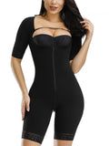 Short sleeve front-zip full body shaper
